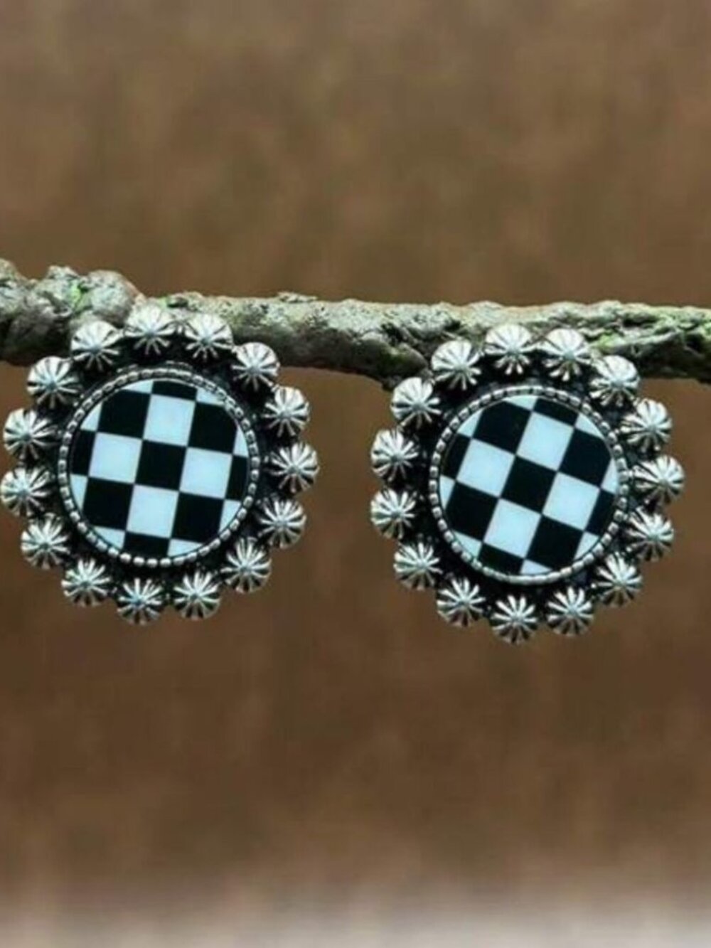 BohoCheckered Earrings1914